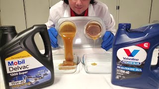 Mobile Delvac VS Valvoline PREMIUM BLUE 15W40 COLD Flow Test [upl. by Oiraved304]