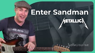 How to play Enter Sandman by Metallica  Easy Guitar Lesson [upl. by Eiramanig]